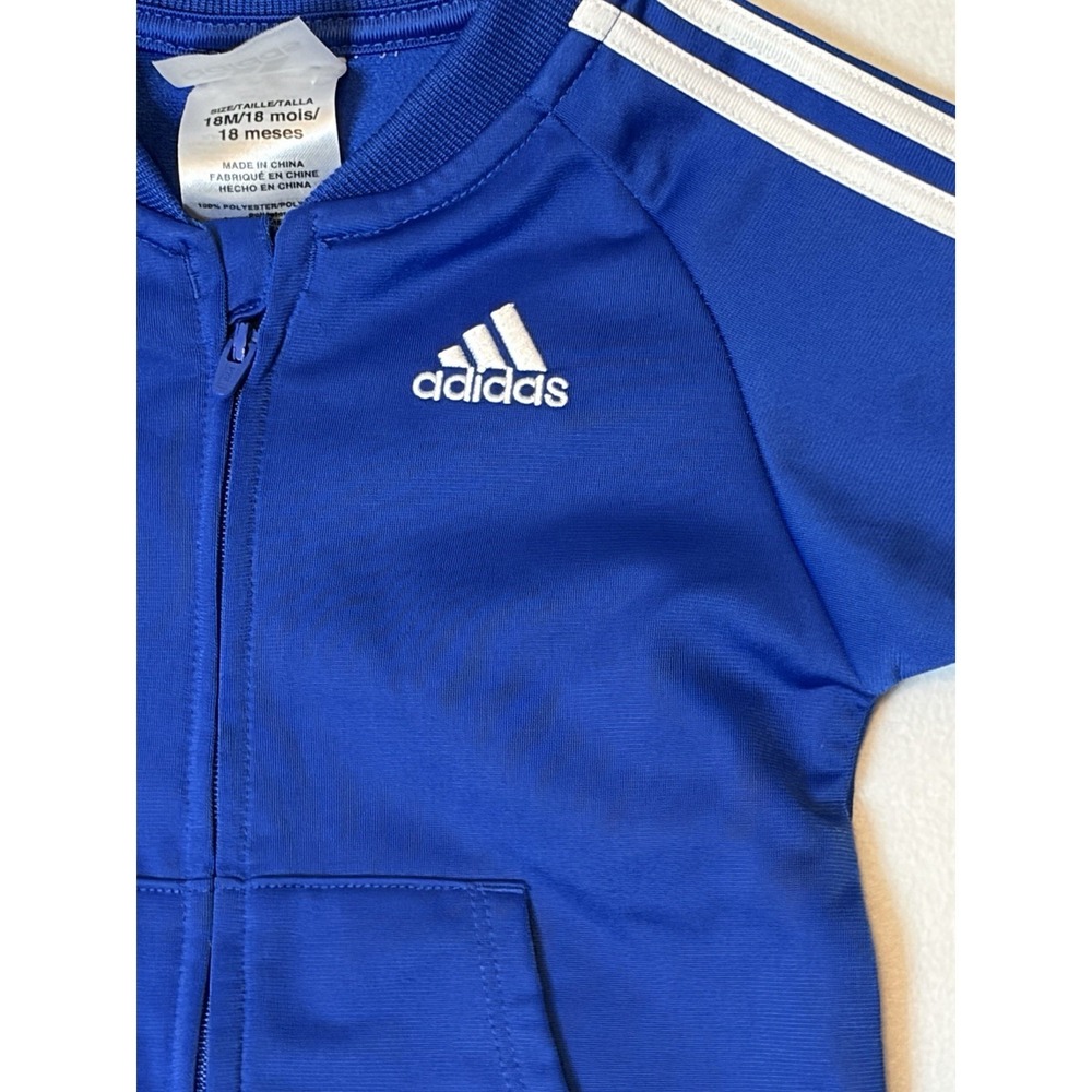 Adidas Baby Boys Blue White Stripe Track Jump Suit One Piece Coverall 18M - Picture 2 of 10